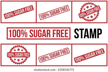100% Sugar Free Rubber Stamp Set Vector