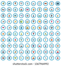 100 summer holiday icons set. Cartoon illustration of 100 summer holiday vector icons isolated on white background