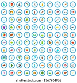 100 summer holidays icons set in cartoon style for any design vector illustration