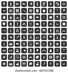 100 summer holidays icons set in black color isolated vector illustration