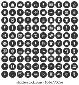 100 summer shopping icons set in simple style white on black circle color isolated on white background vector illustration