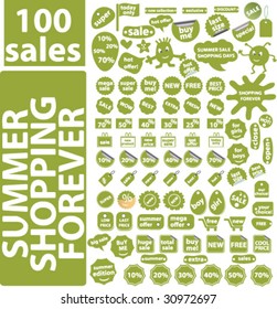 100 summer shopping signs. vector