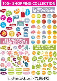 Signos de pegatinas de verano + 100, ilustraciones vectoriales