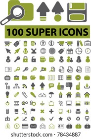 100 super icons, signs, vector illustration