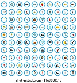 100 supermarket agency icons set in flat style for any design vector illustration