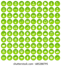 100 support icons set green