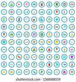 100 surfing icons set in cartoon style for any design vector illustration
