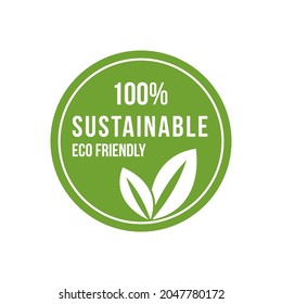 100% sustainably grown eco product vector label
