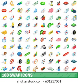 100 swap icons set in isometric 3d style for any design vector illustration