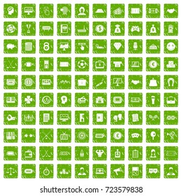 100 sweepstakes icons set in grunge style green color isolated on white background vector illustration
