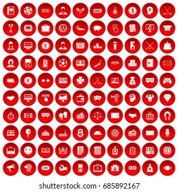 100 sweepstakes icons set in red circle isolated on white vectr illustration