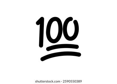 100 symbol with double underline Vector