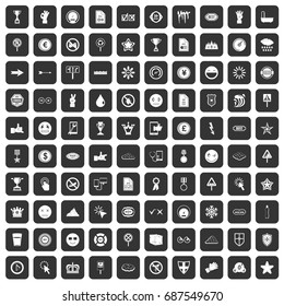 100 symbol icons set in black color isolated vector illustration