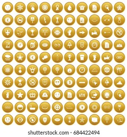 100 symbol icons set gold