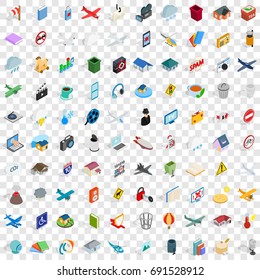 100 symbol icons set in isometric 3d style for any design vector illustration