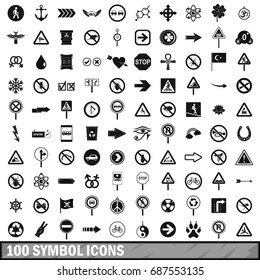 100 symbol icons set in simple style for any design vector illustration