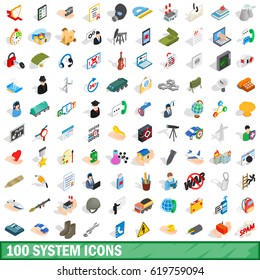 100 system icons set in isometric 3d style for any design vector illustration