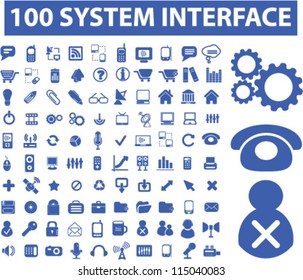 100 system interface icons set, vector