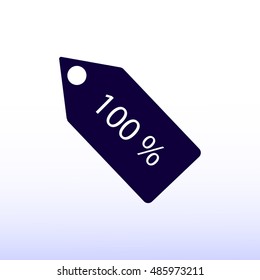 100% tag icon, vector best flat icon, EPS