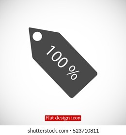 100% tag icon, vector best flat icon, EPS