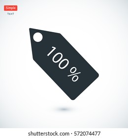 100% tag icon, vector best flat icon, EPS
