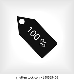 100% tag icon, vector best flat icon, EPS