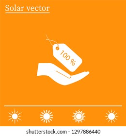 100% tag icon, vector illustration. Flat design style