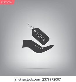 Icono de etiqueta 100%, ilustración vectorial. Estilo de diseño plano