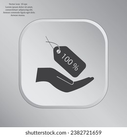 100% tag icon, vector illustration. Flat design style