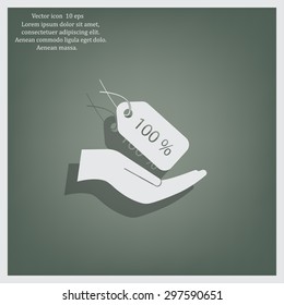 100% tag icon, vector illustration. Flat design style
