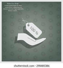 100% tag icon, vector illustration. Flat design style