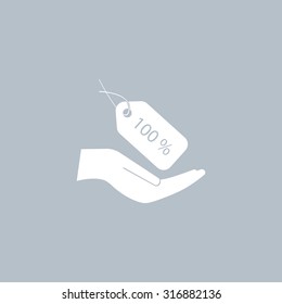 100% tag icon, vector illustration. Flat design style