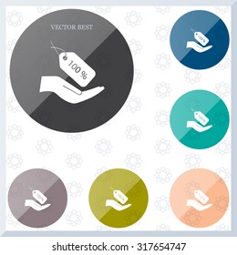 100% tag icon, vector illustration. Flat design style
