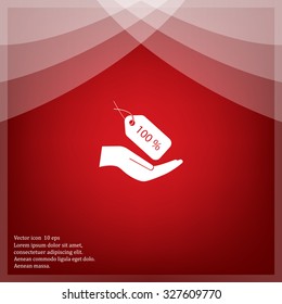 100% tag icon, vector illustration. Flat design style