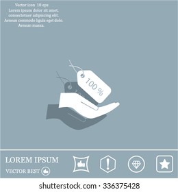 100% tag icon, vector illustration. Flat design style