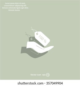 100% tag icon, vector illustration. Flat design style