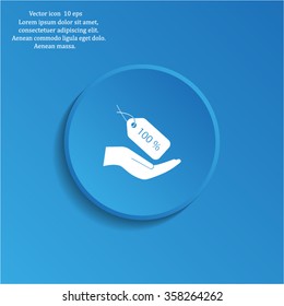 100% tag icon, vector illustration. Flat design style