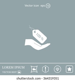 100% tag icon, vector illustration. Flat design style