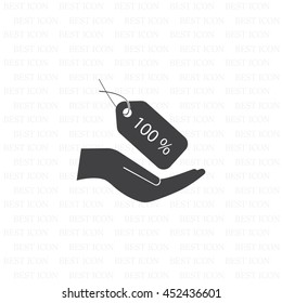 100% tag icon, vector illustration. Flat design style