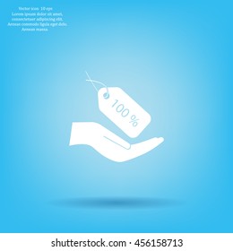 100% tag icon, vector illustration. Flat design style