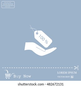 100% tag icon, vector illustration. Flat design style