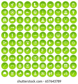 100 target icons set green circle isolated on white background vector illustration