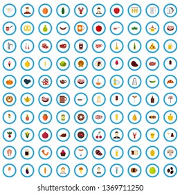 100 tavern product icons set in flat style for any design vector illustration