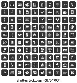100 taxi icons set in black color isolated vector illustration