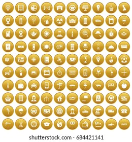100 taxi icons set gold