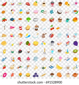100 tea icons set in isometric 3d style for any design vector illustration