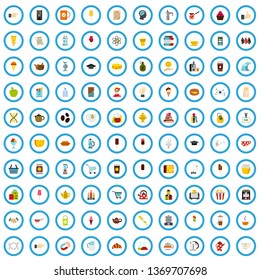 100 tea mastery icons set in flat style for any design vector illustration