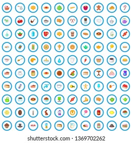 100 tea time icons set in cartoon style for any design vector illustration