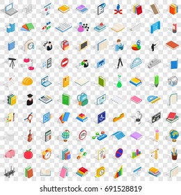 100 teaching icons set in isometric 3d style for any design vector illustration