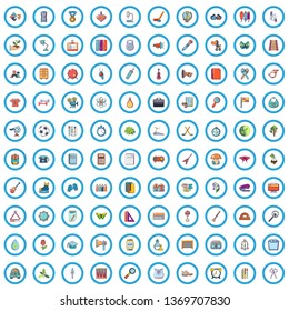 100 teaching materials icons set. Cartoon illustration of 100 teaching materials vector icons isolated on white background